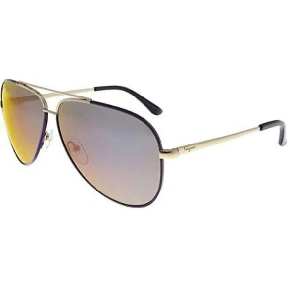 Salvatore Ferragamo Aviator Sunglasses Sf131s 736 Light Gold/purple 60mm… main image 10